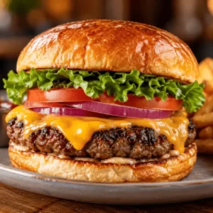 classic beef burger with cheddar