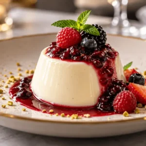 vanilla panna cotta with berry compote